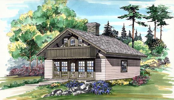 Narrow Lot House Plan 55173 with 3 Beds, 1 Baths Elevation