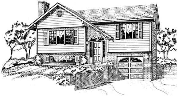 Contemporary House Plan 55185 with 3 Beds, 1 Baths, 1 Car Garage Elevation