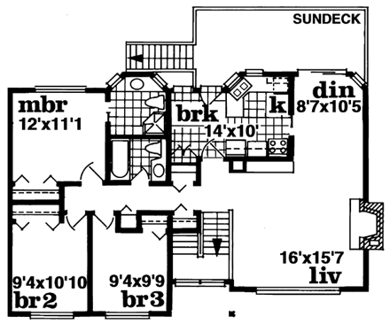 Contemporary, Retro House Plan 55187 with 5 Beds, 3 Baths Second Level Plan