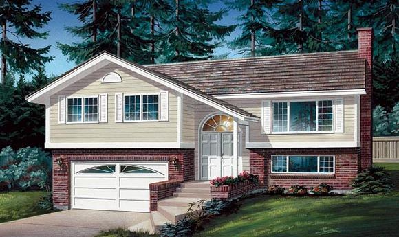 Ranch, Traditional House Plan 55188 with 3 Beds, 2 Baths, 2 Car Garage Elevation