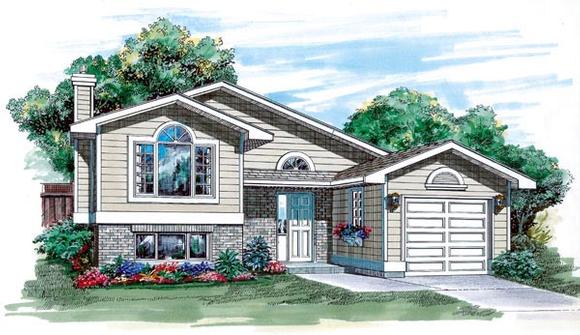 Narrow Lot, One-Story, Traditional House Plan 55252 with 3 Beds, 1 Baths, 1 Car Garage Elevation