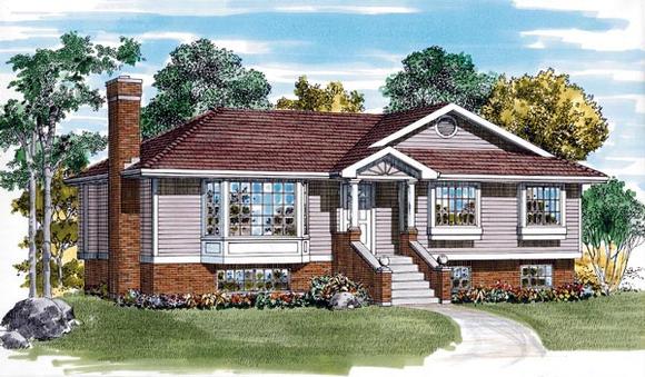 One-Story, Traditional House Plan 55254 with 3 Beds, 2 Baths Elevation