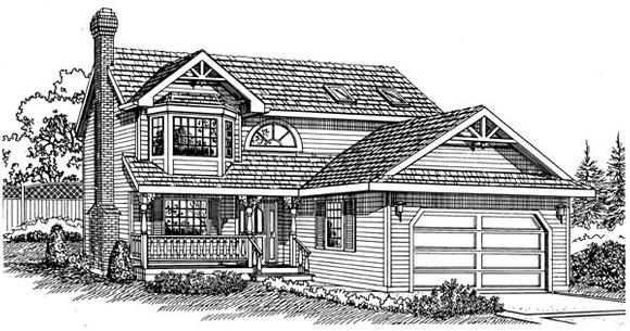 Victorian House Plan 55285 with 3 Beds, 3 Baths, 2 Car Garage Elevation