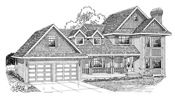 House Plan 55295 - Country Style with 2030 Sq Ft, 3 Bed, 3 Bath