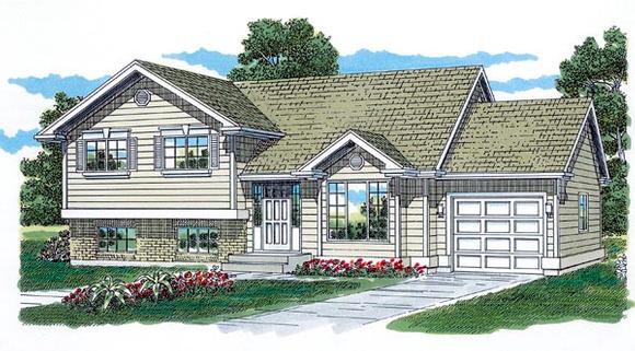 Traditional House Plan 55330 with 3 Beds, 2 Baths, 1 Car Garage Elevation