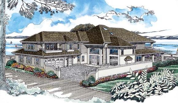 Contemporary House Plan 55340 with 4 Beds, 5 Baths, 3 Car Garage Elevation