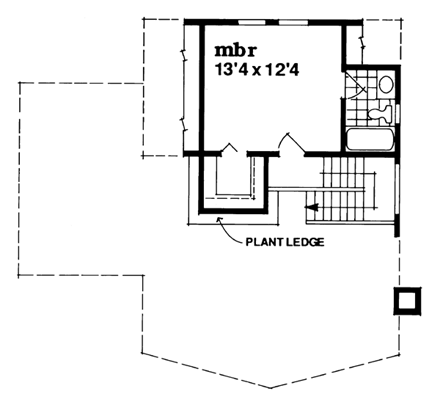 Contemporary, Narrow Lot House Plan 55342 with 3 Beds, 2 Baths Second Level Plan