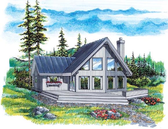 Contemporary, Narrow Lot House Plan 55342 with 3 Beds, 2 Baths Elevation