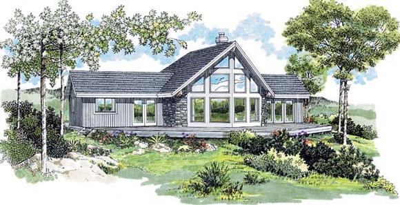 Contemporary, One-Story House Plan 55343 with 3 Beds, 2 Baths Elevation