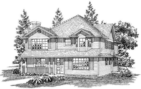 Narrow Lot, Traditional Multi-Family Plan 55354 with 6 Beds, 4 Baths Elevation