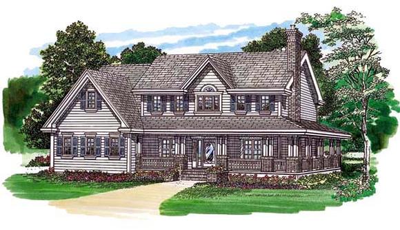 Country House Plan 55355 with 4 Beds, 3 Baths, 2 Car Garage Elevation