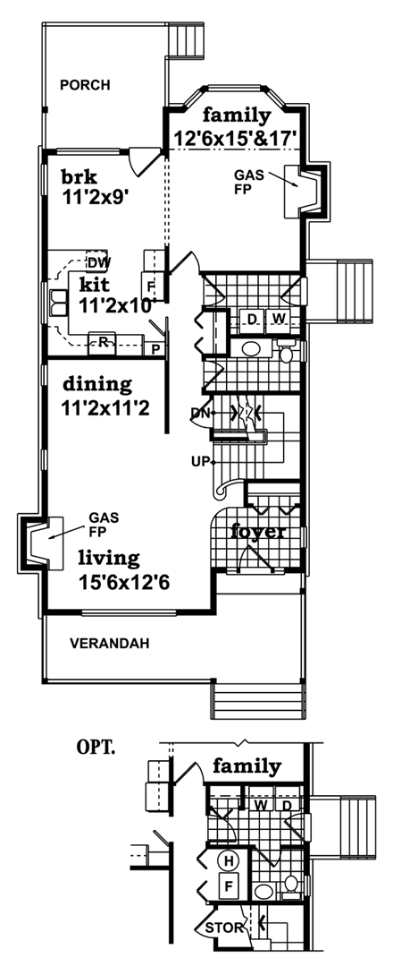 Narrow Lot, Victorian House Plan 55367 with 4 Beds, 3 Baths, 2 Car Garage First Level Plan