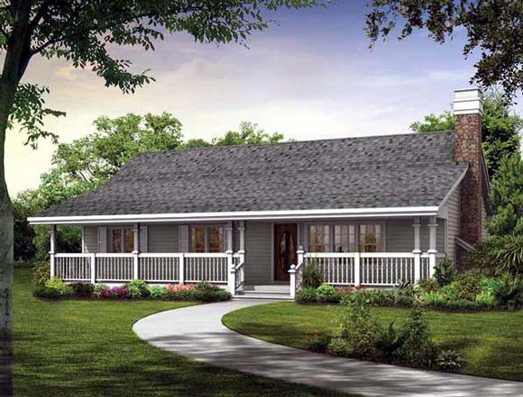 Country House Plan 55373 with 3 Beds, 2 Baths Elevation