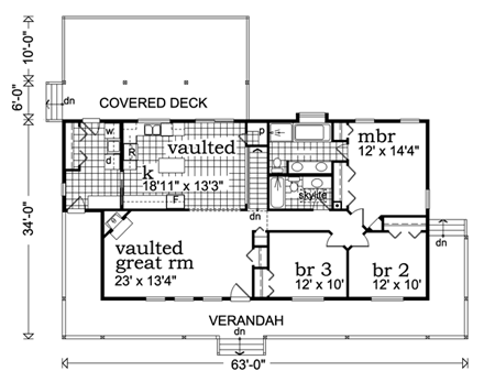 Country House Plan 55376 with 3 Beds, 2 Baths First Level Plan