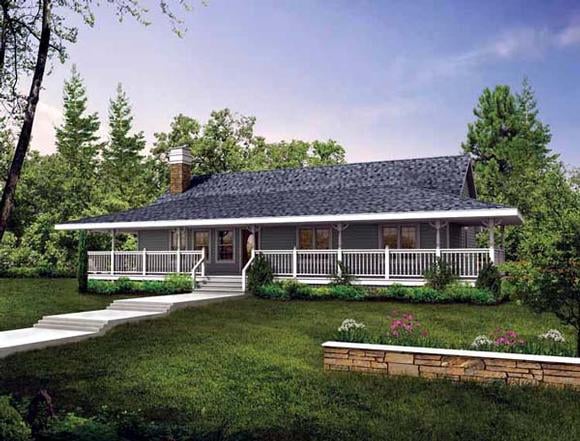 Country House Plan 55376 with 3 Beds, 2 Baths Elevation