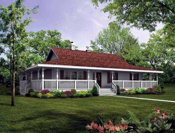 Country House Plan 55400 with 3 Beds, 2 Baths Elevation