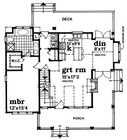 Country House Plan 55402 with 3 Beds, 2 Baths First Level Plan