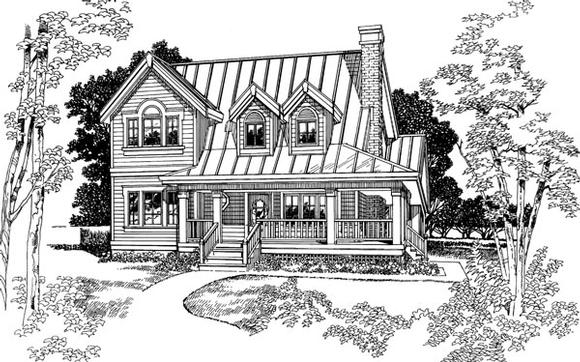 Country House Plan 55402 with 3 Beds, 2 Baths Elevation