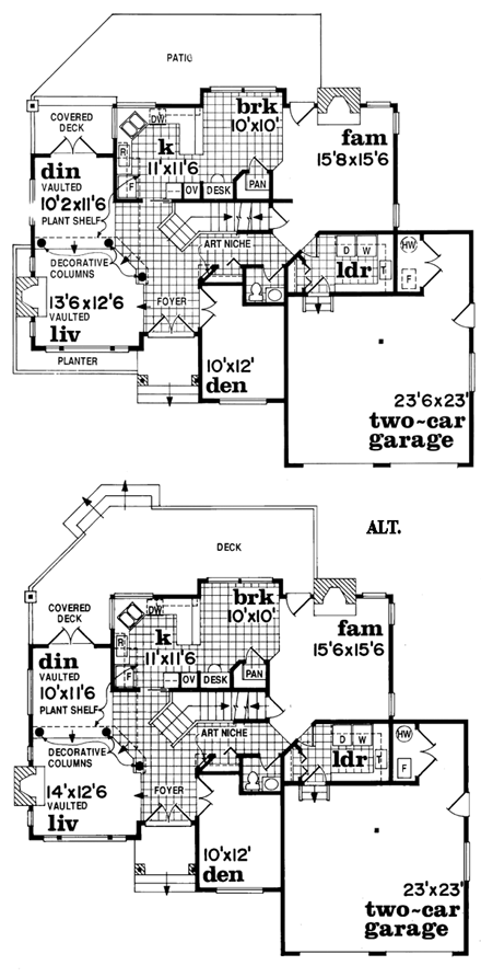 Mediterranean House Plan 55484 with 3 Beds, 3 Baths, 2 Car Garage First Level Plan