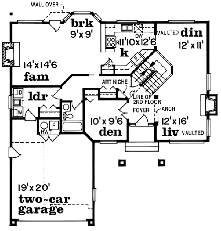 Mediterranean House Plan 55485 with 4 Beds, 3 Baths, 2 Car Garage First Level Plan