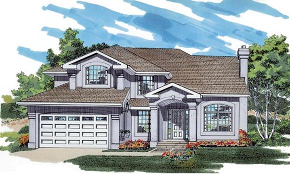 Mediterranean House Plan 55485 with 4 Beds, 3 Baths, 2 Car Garage Elevation