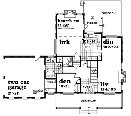 Farmhouse House Plan 55489 with 4 Beds, 3 Baths, 2 Car Garage First Level Plan