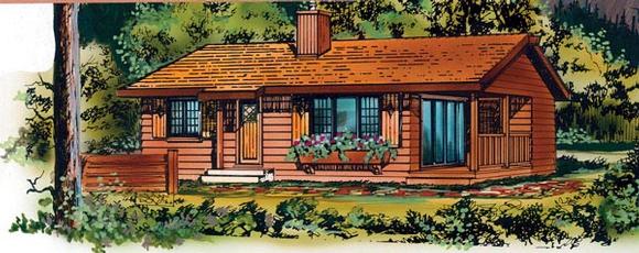 Narrow Lot, One-Story, Ranch House Plan 55495 with 2 Beds, 1 Baths Elevation