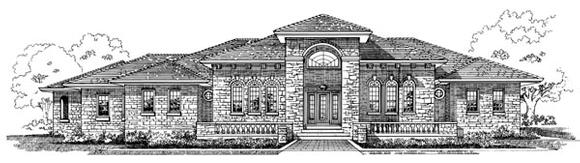 European House Plan 55515 with 3 Beds, 3 Baths, 3 Car Garage Elevation