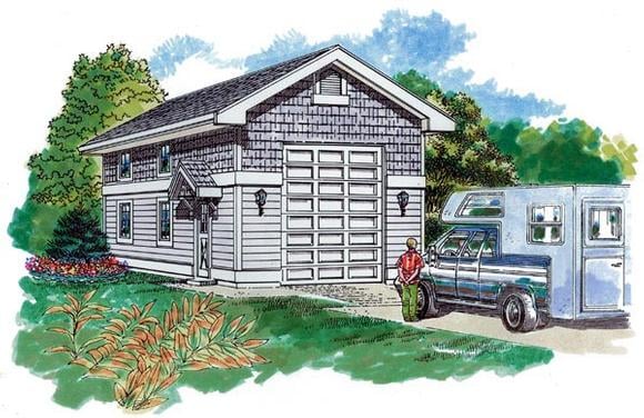 Traditional 1 Car Garage Plan 55535, RV Storage Elevation