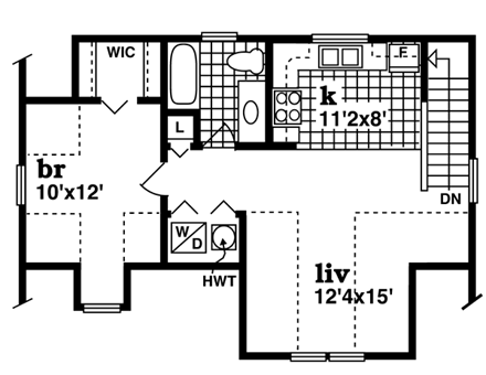 Cape Cod 3 Car Garage Apartment Plan 55547 with 1 Beds, 1 Baths Second Level Plan