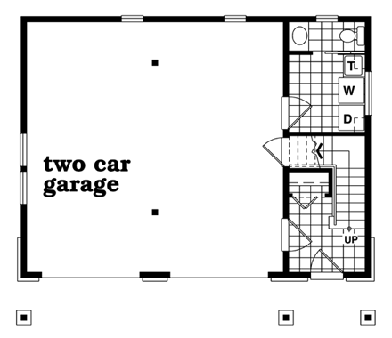 Craftsman 2 Car Garage Apartment Plan 55548 with 1 Beds, 2 Baths First Level Plan