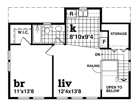 Craftsman 2 Car Garage Apartment Plan 55548 with 1 Beds, 2 Baths Second Level Plan