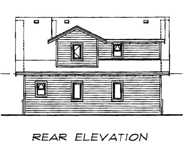 Craftsman 2 Car Garage Apartment Plan 55548 with 1 Beds, 2 Baths Rear Elevation