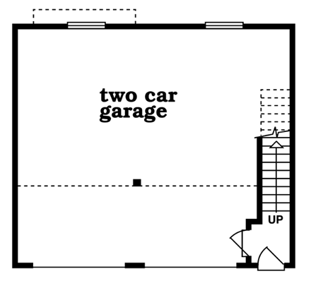 Contemporary 2 Car Garage Apartment Plan 55550 with 1 Beds, 1 Baths First Level Plan