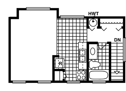 Contemporary 2 Car Garage Apartment Plan 55550 with 1 Beds, 1 Baths Second Level Plan