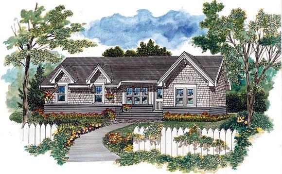Traditional House Plan 55551 with 1 Beds, 1 Baths, 2 Car Garage Elevation