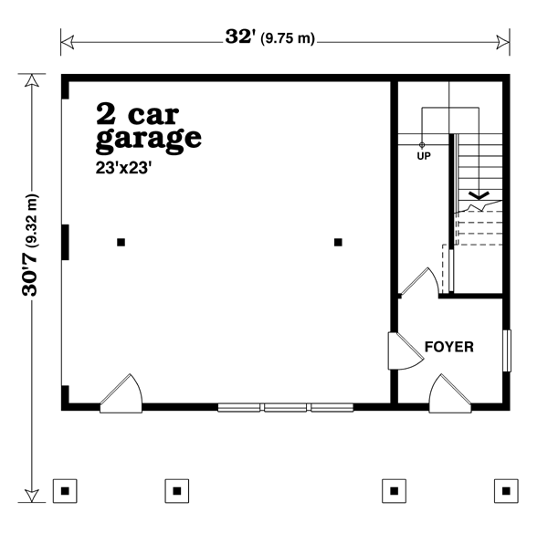 Craftsman 2 Car Garage Apartment Plan 55553 with 1 Beds, 1 Baths Level One