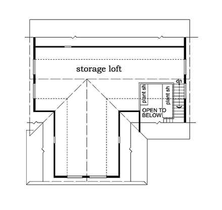 Tudor House Plan 55555 with 2 Beds, 2 Baths, 2 Car Garage Second Level Plan