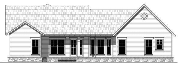 Cottage, Country, Craftsman, Southern House Plan 55600 with 3 Beds, 2 Baths, 2 Car Garage Rear Elevation