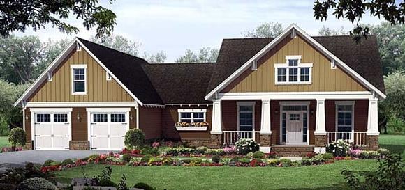 Cottage, Country, Craftsman, Southern House Plan 55601 with 3 Beds, 3 Baths, 2 Car Garage Elevation