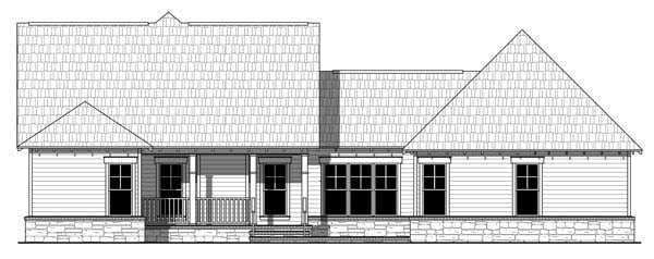 Cottage, Country, Craftsman, Southern House Plan 55601 with 3 Beds, 3 Baths, 2 Car Garage Rear Elevation