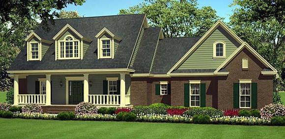 Country, Farmhouse, Southern, Traditional House Plan 55602 with 3 Beds, 2 Baths, 2 Car Garage Elevation