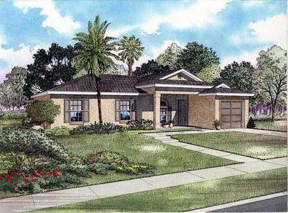 One-Story House Plan 55706 with 3 Beds, 2 Baths, 1 Car Garage Elevation
