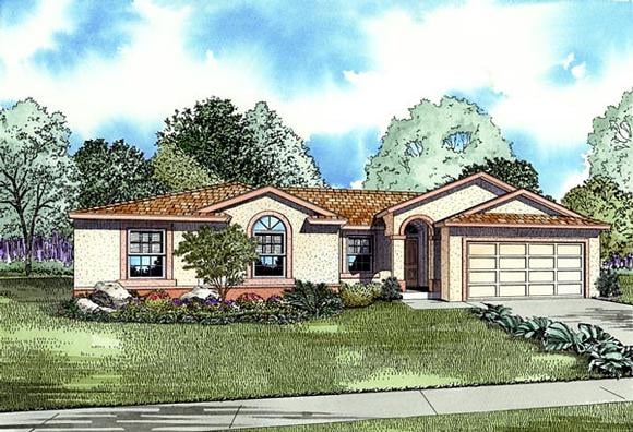 One-Story House Plan 55712 with 4 Beds, 2 Baths, 2 Car Garage Elevation