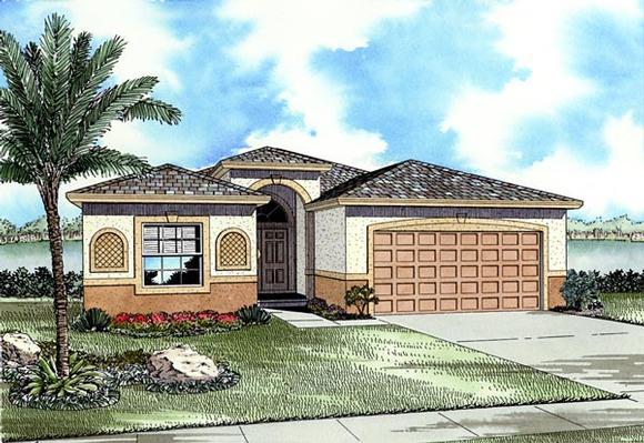 One-Story House Plan 55714 with 3 Beds, 2 Baths, 2 Car Garage Elevation