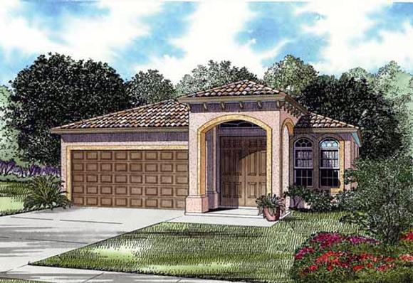 Narrow Lot, One-Story House Plan 55717 with 3 Beds, 2 Baths, 2 Car Garage Elevation