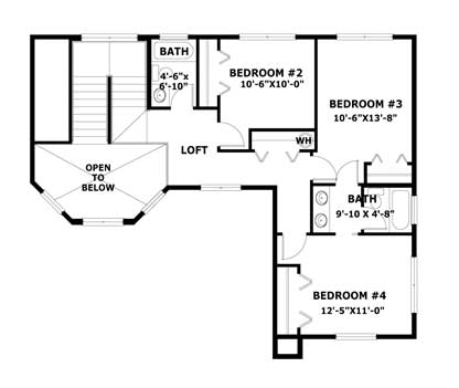 Mediterranean House Plan 55724 with 4 Beds, 4 Baths, 2 Car Garage Second Level Plan