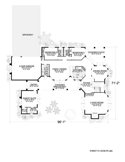 Florida House Plan 55777 with 6 Beds, 6 Baths, 3 Car Garage First Level Plan