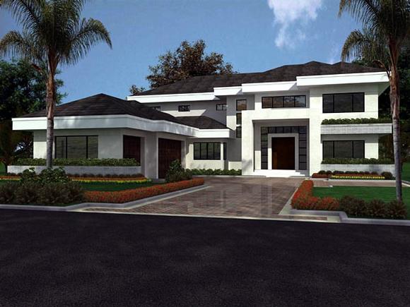 Florida, Modern House Plan 55782 with 5 Beds, 5 Baths, 3 Car Garage Elevation