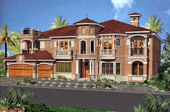 Mediterranean House Plan 55800 with 7 Beds, 9 Baths, 3 Car Garage Elevation